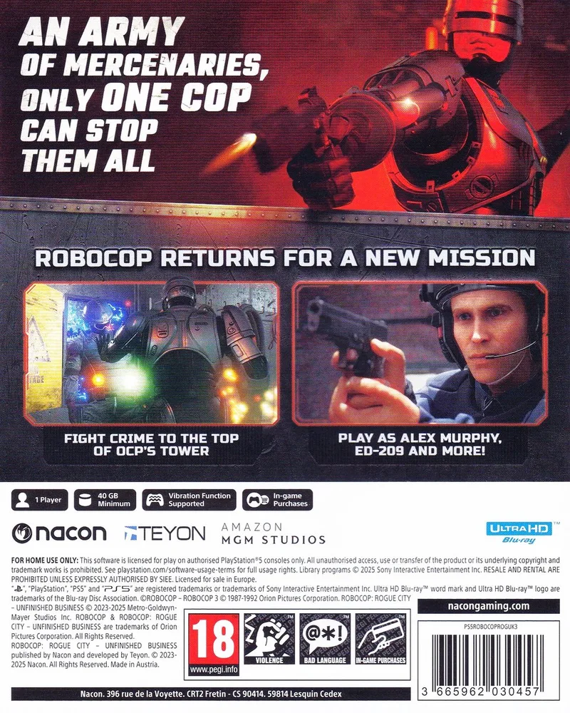 Robocop: Rogue City - Unfinished Business van Nacon, PS5 – cover