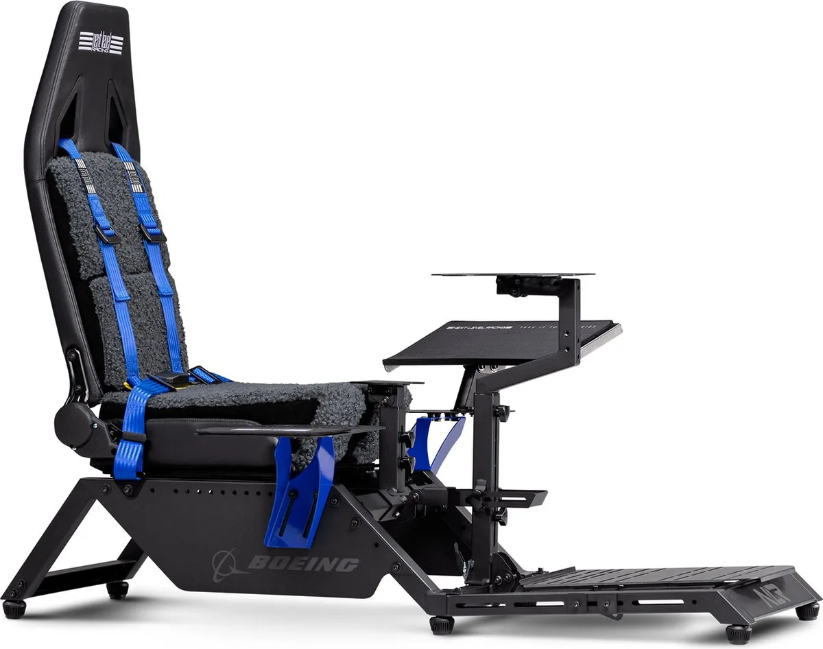 Boeing Flight Simulator Commercial Cockpit - Faux Wol - 150 kg - Zwart/Blauw by Next Level Racing, Black – cover
