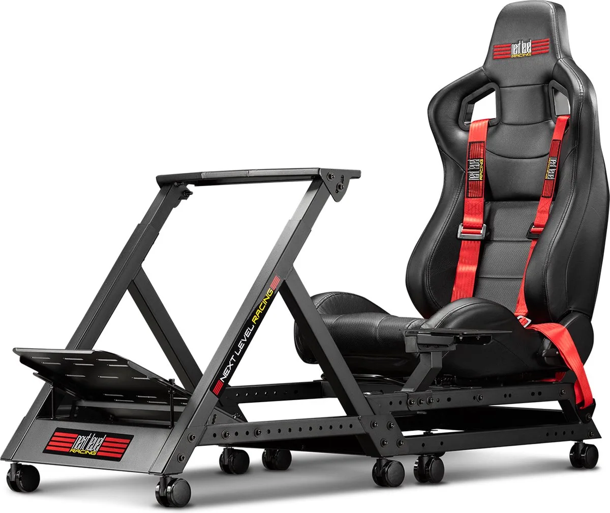 GT Track Cockpit - Racestoel - Compatibel met Logitech/Thrustmaster/Fanatec van Next Level Racing, Zwart, Rood – cover