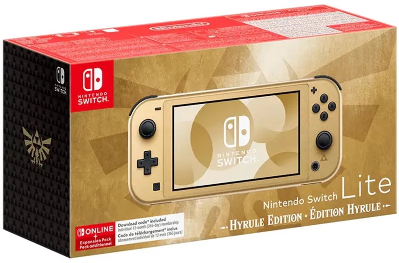 Lite - Hyrule Edition - Hylian Crest - 12 maanden Nintendo Switch Online + Uitbreidingspakket van Nintendo, Goud – cover