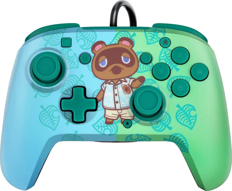 PDP Gaming Faceoff Deluxe+ Audio Wired Controller - Animal Crossing (Nintendo Switch/Switch OLED) by Nintendo, Green – cover