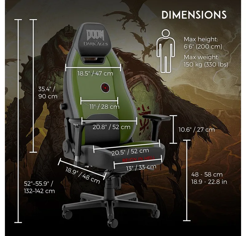 Gaming-Stuhl noblechairs LEGEND Gaming Stuhl - DOOM: The Dark Ages Edition van noblechairs, DOOM: The Dark Ages Edition – cover 2 van 5