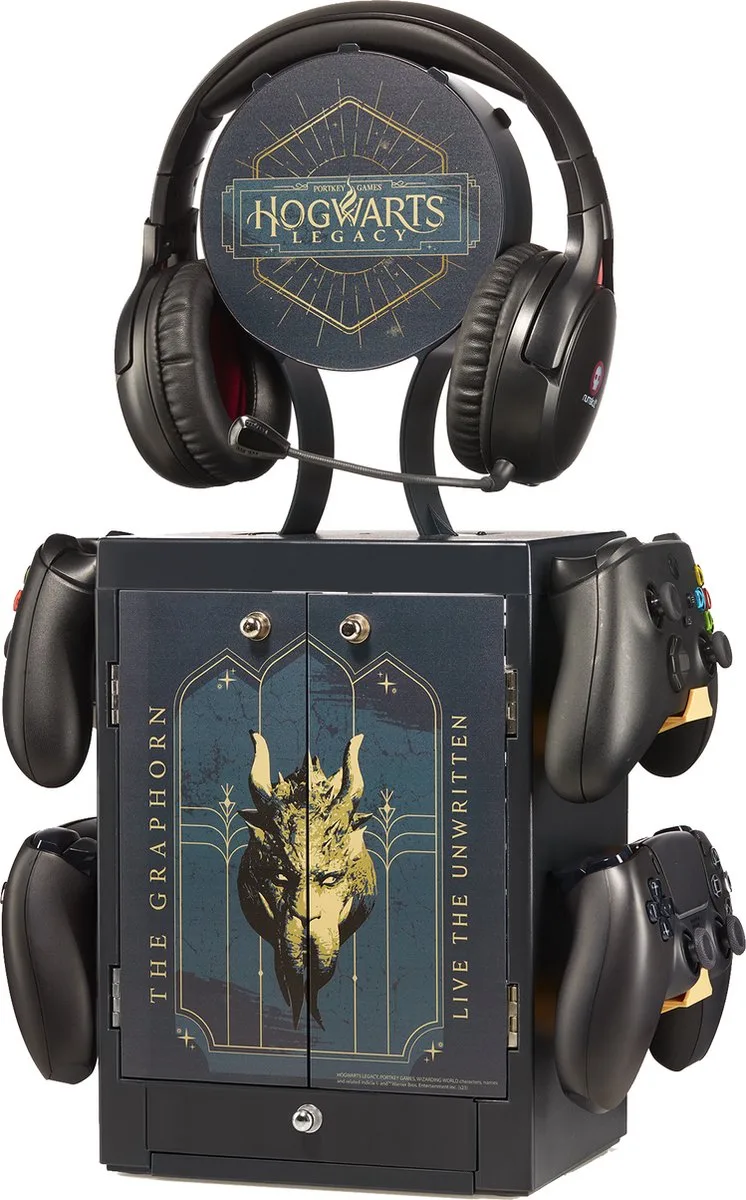 Hogwarts Legacy Geïnspireerde Gaming Locker voor 4 Controllers - 10 Playstation of Xbox Games - 1 Headset by Numskull Games, Black – cover