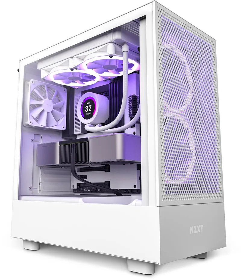H5 FLOW White - Midtowermodel - Mini-ITX, Micro-ATX, ATX - geen voeding - SGCC Steel, Tempered Glass by NZXT, White – cover