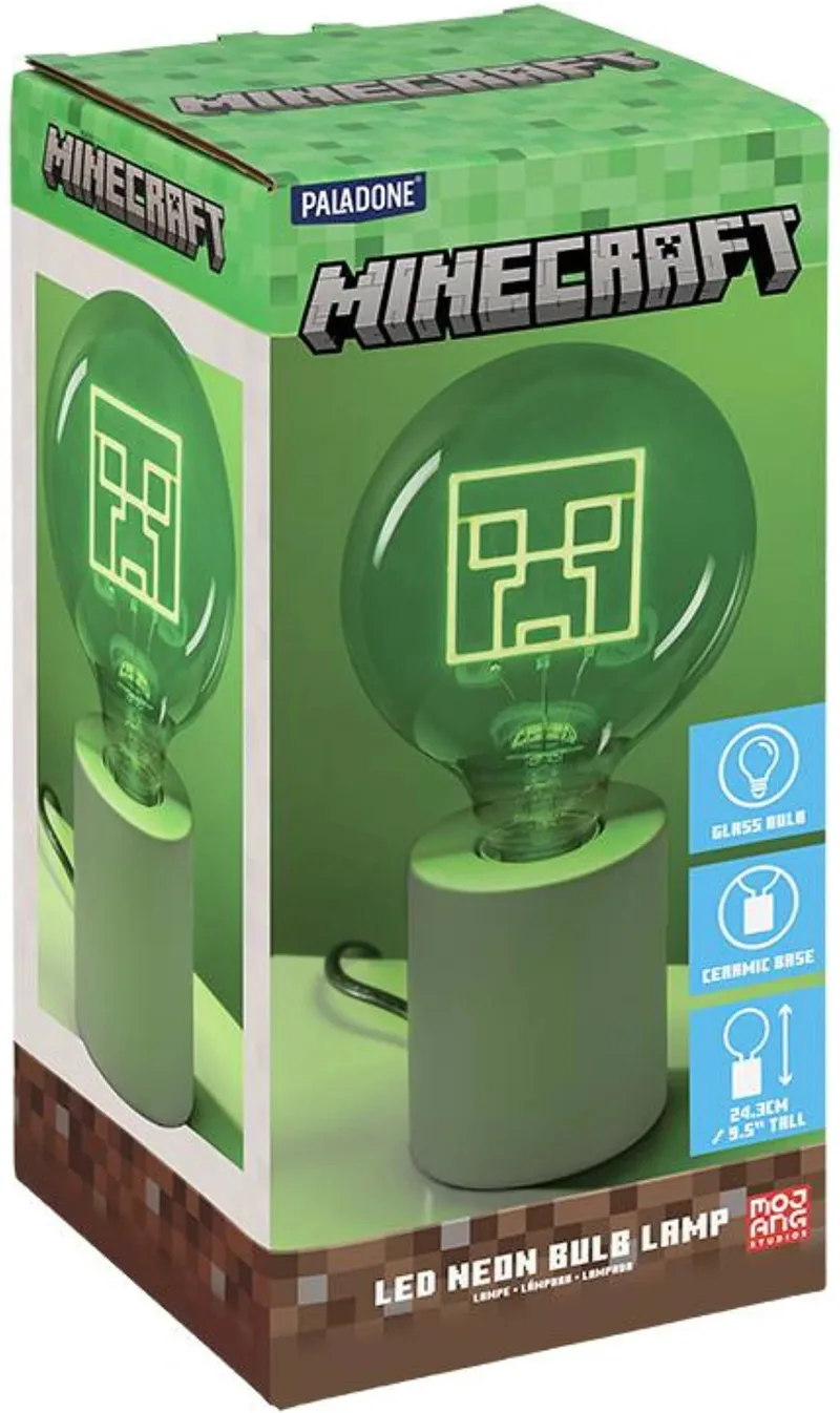 Minecraft Neon LED Light - Bulb Creeper + Ceramic Lamp Base by Paladone – cover