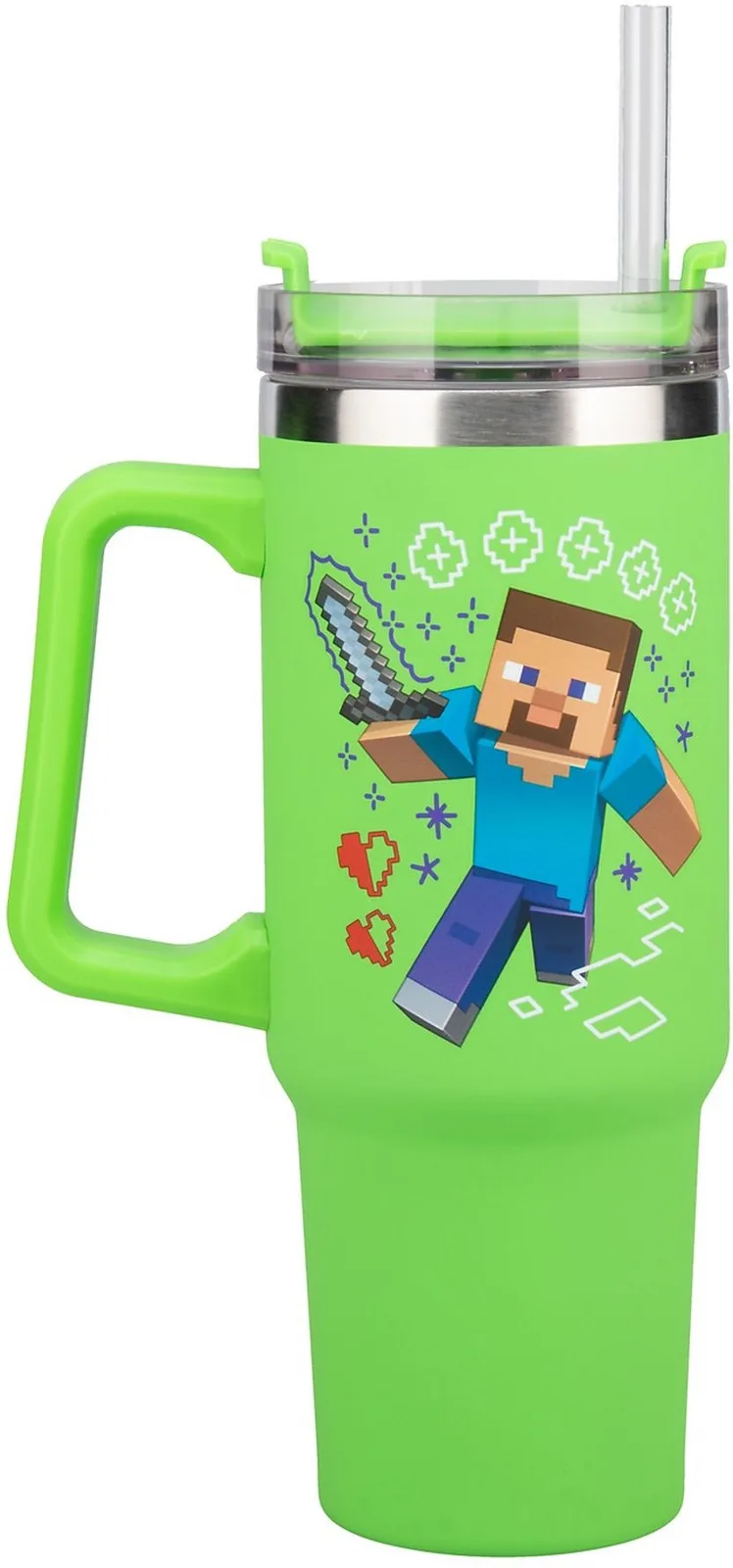 Minecraft - Steve and Creeper Green Travel Cup with Straw by Paladone – cover