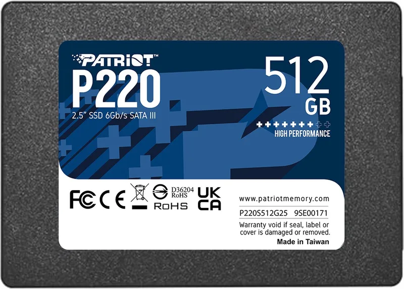 P220 - Interne SSD - 512GB - 2.5 inch - SATA III - 550MB/s van Patriot, Transparant – cover
