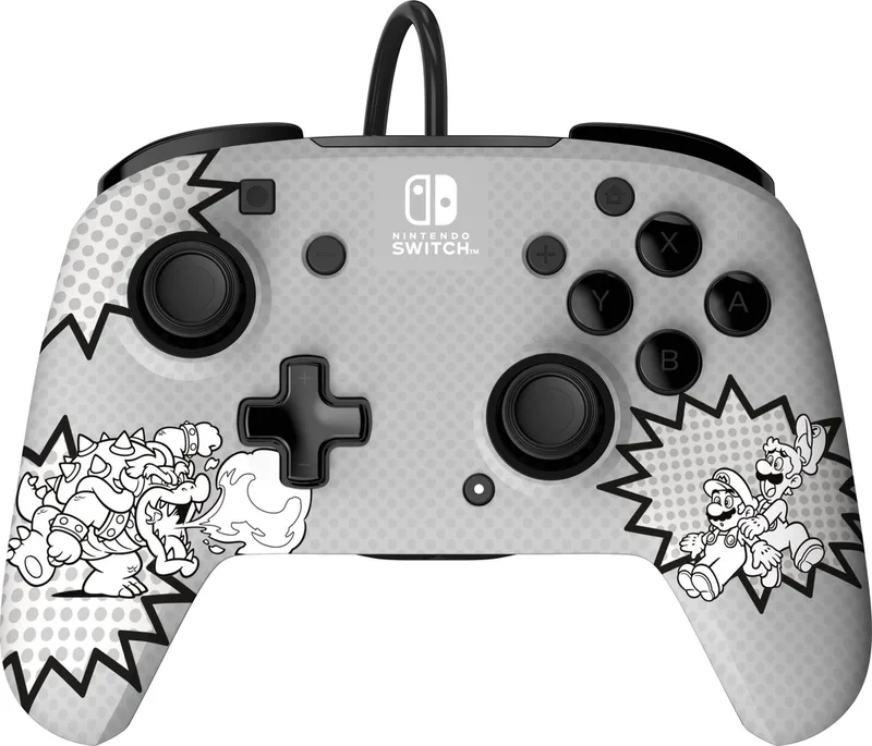 Rematch Glow - Gaming Controller - Jack - Geschikt voor Nintendo Switch - Comic Mario by PDP, Grey – cover