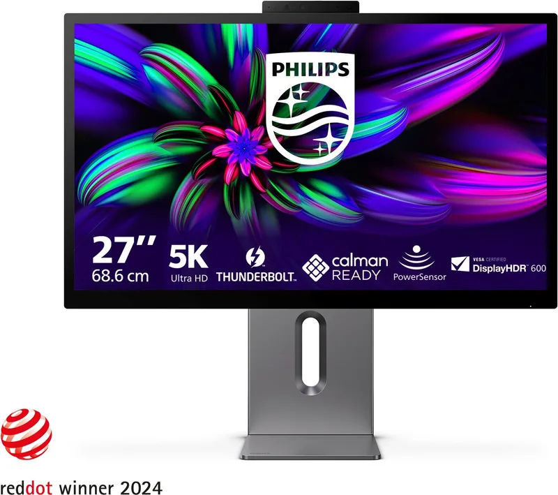 Brilliance 27E3U7903 - 5K Creative Designer Monitor - Geschikt voor Apple Macbook en Mac Mini - Thunderbolt 4 - Calman Ready - RJ45 - Powersensor - 27 inch van Philips, Grijs – cover