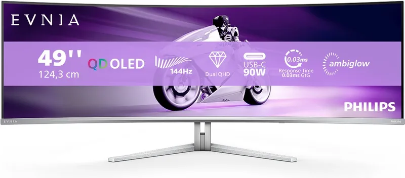Evnia 49M2C8900L - 49 inch Ultrawide Curved Dual QHD QD-OLED Gaming Monitor - 144Hz - USB-C 90W van Philips – cover