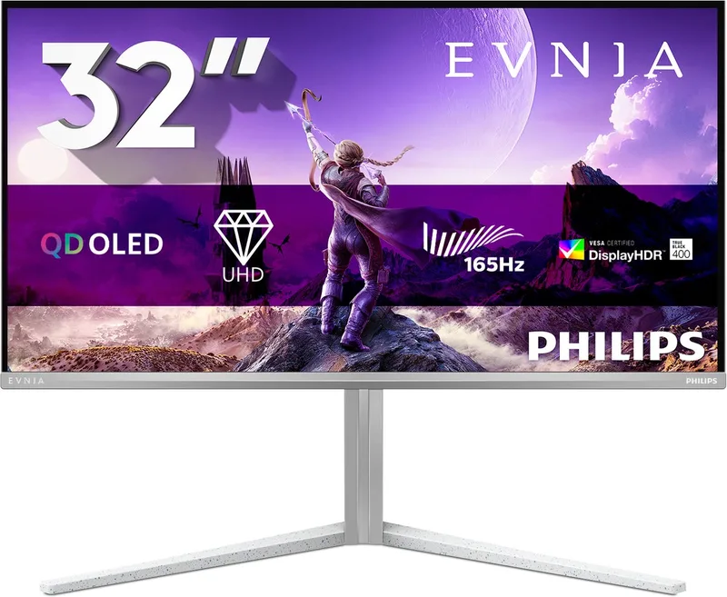 Evnia 6000 32M2N6901A/00 computer monitor 80 cm (31.5") 3840 x 2160 Pixels 4K Ultra HD QD-OLED by Philips, White – cover