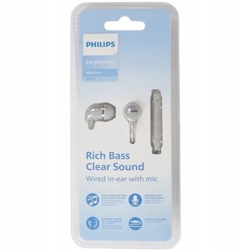 Oordopjes - Rijke Bas Helder Geluid Bedraad In-ear Met Microfoon van Philips, Lichtgrijs – cover