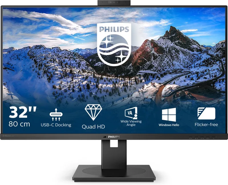 Philips 326P1H - QHD Webcam Monitor - Windows Hello - USB-C Docking - RJ45 - 90w - 32 inch by Philips – cover