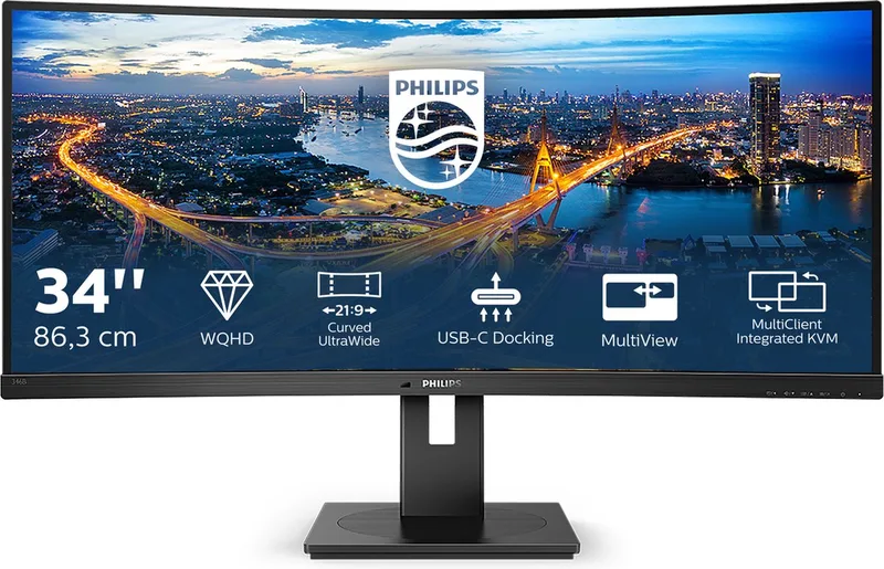 Philips 346B1C - QHD Ultrawide Monitor - USB-C 90W - KVM-Switch - RJ45 - Powersensor - Lichtsensor - 34 Inch - 100hz van Philips – cover