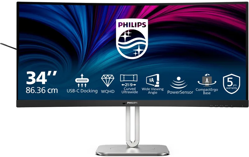 Philips 34B2U5600C - QHD Curved - Ultrawide Monitor - USB-C 140w - KVM - RJ45 - 34 inch van Philips – cover