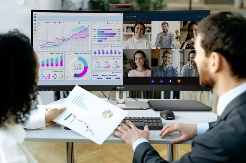 Philips 6000 series 34B2U6603CH - Curved Ultrawide Monitor - Webcam - Thunderbolt 4 - USB-C 100w - Smart KVM - 34 inch de Philips – jaquette 2 sur 3