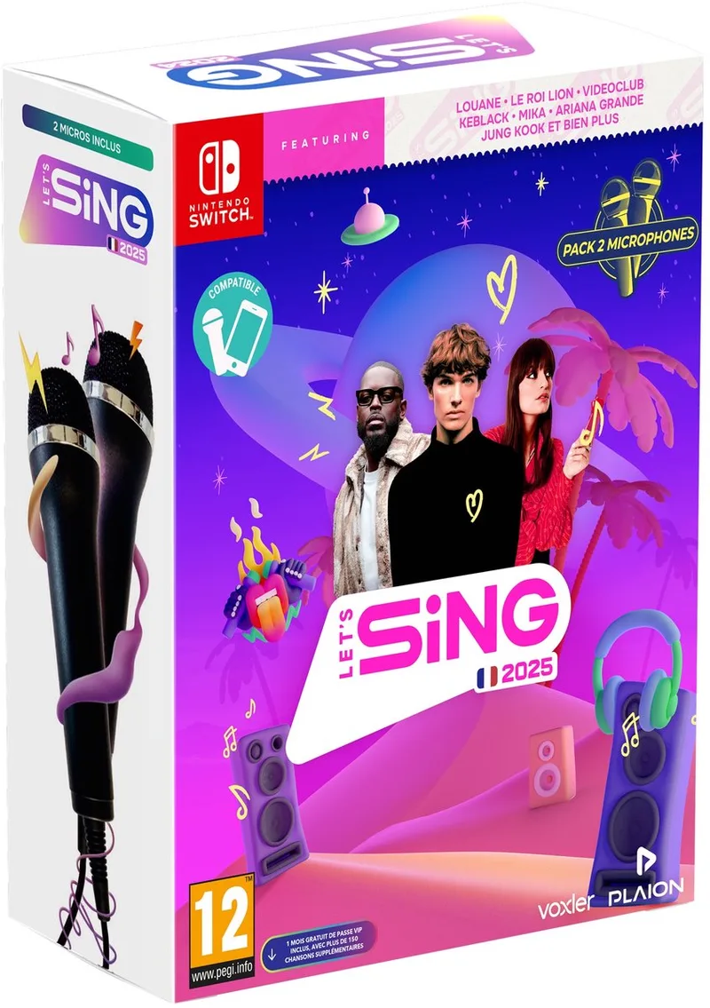 Let's Sing 2025 + 2 Microfoons - Franse Editie van Plaion, Nintendo Switch – cover