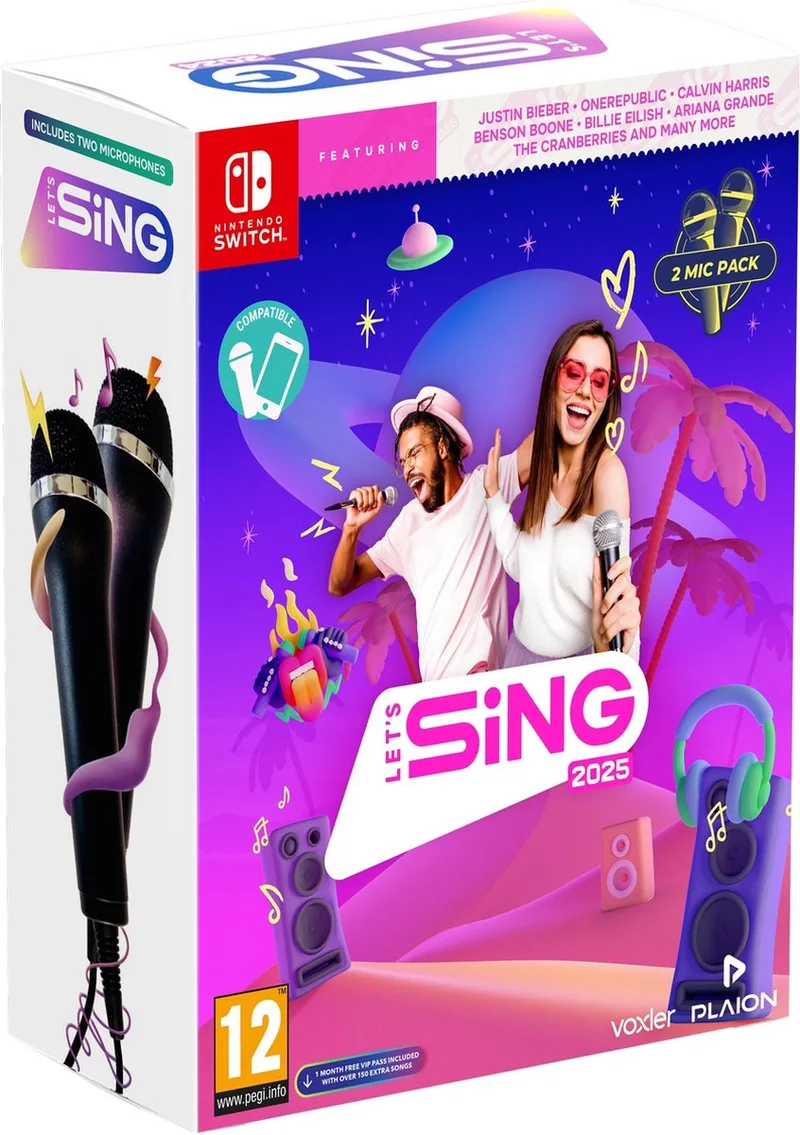 Let's Sing 2025 + 2 Microfoons - International Edition by Plaion, Nintendo Switch – cover