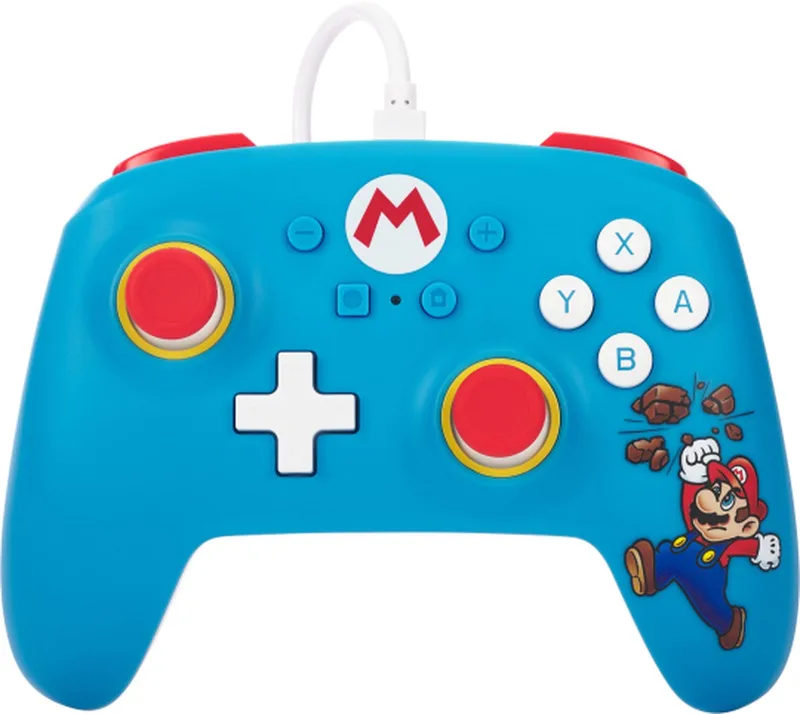 bedrade controller voor Nintendo Switch - Baksteenbreker Mario by PowerA, Blue – cover