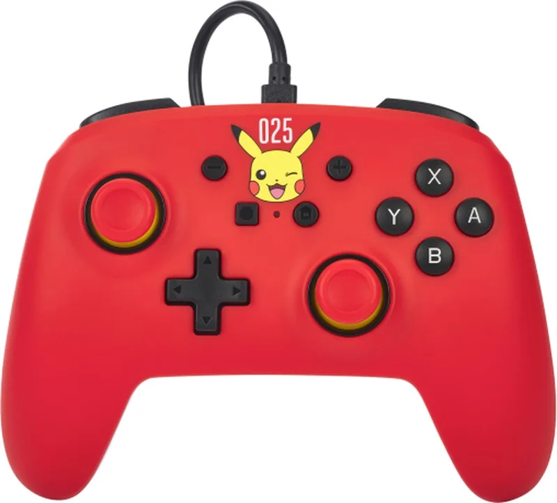 bedrade controller voor Nintendo Switch de PowerA, Lachende Pikachu – jaquette