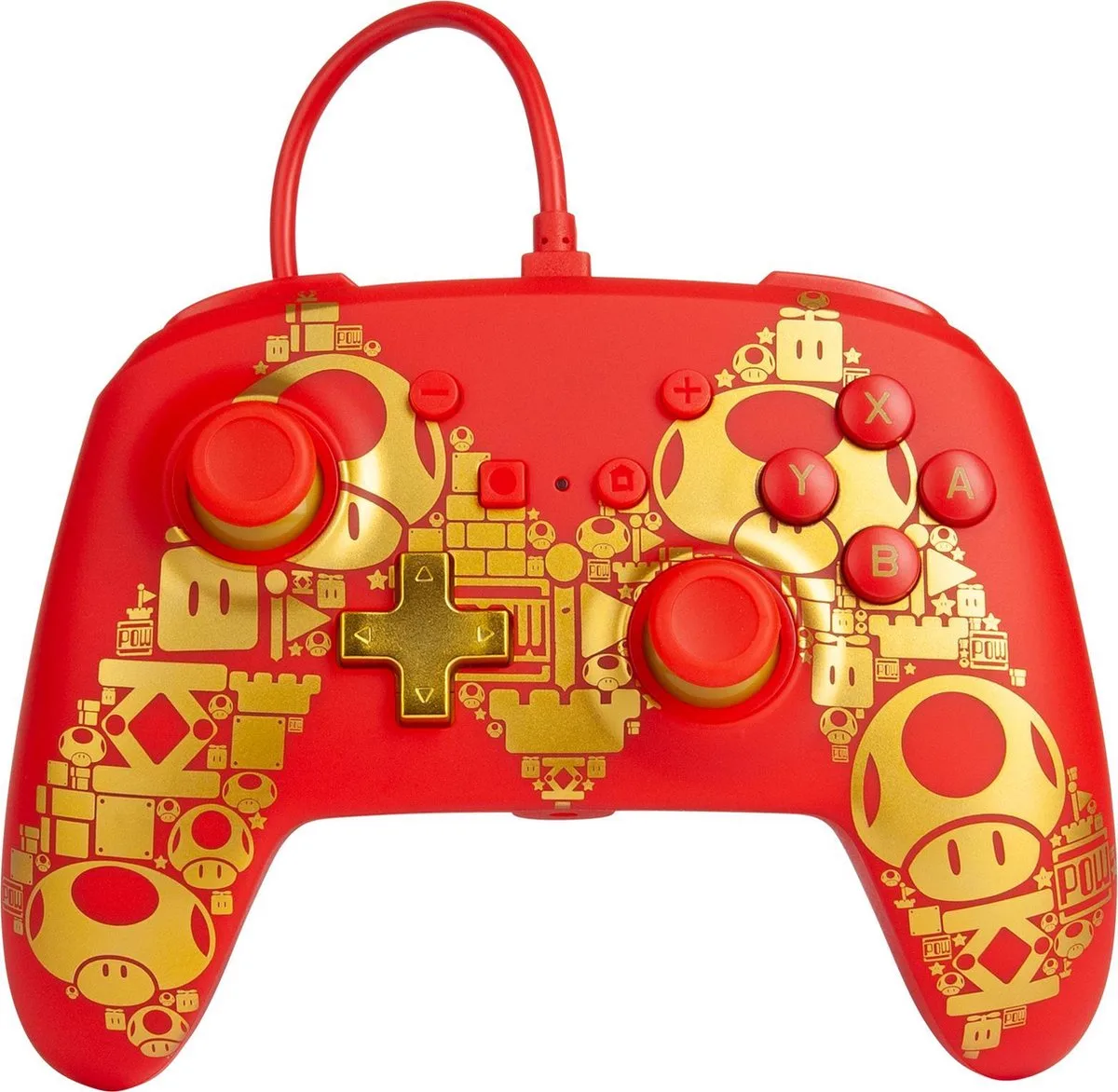 Enhanced Controller - Mario Gold M - Geschikt voor Nintendo Switch van PowerA, Goud, Rood, Geel – cover
