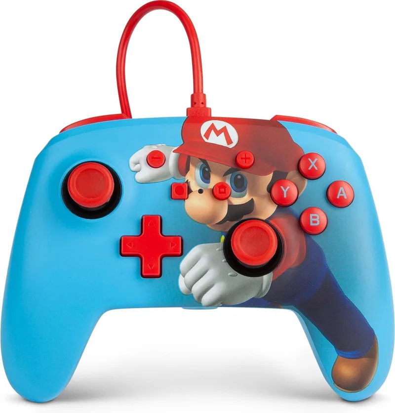 Geavanceerde Bedrade Controller - Geschikt voor Nintendo Switch - Mario Punch van PowerA, Blauw – cover