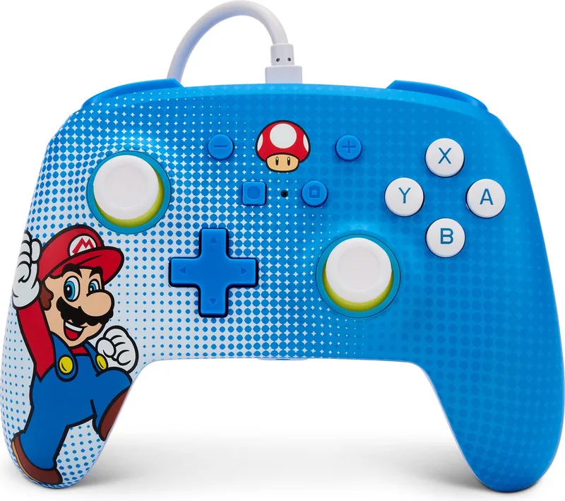 Geavanceerde Bedrade Controller - Nintendo Switch - Mario Pop Art by PowerA, Mario Pop Art Blauw, White – cover