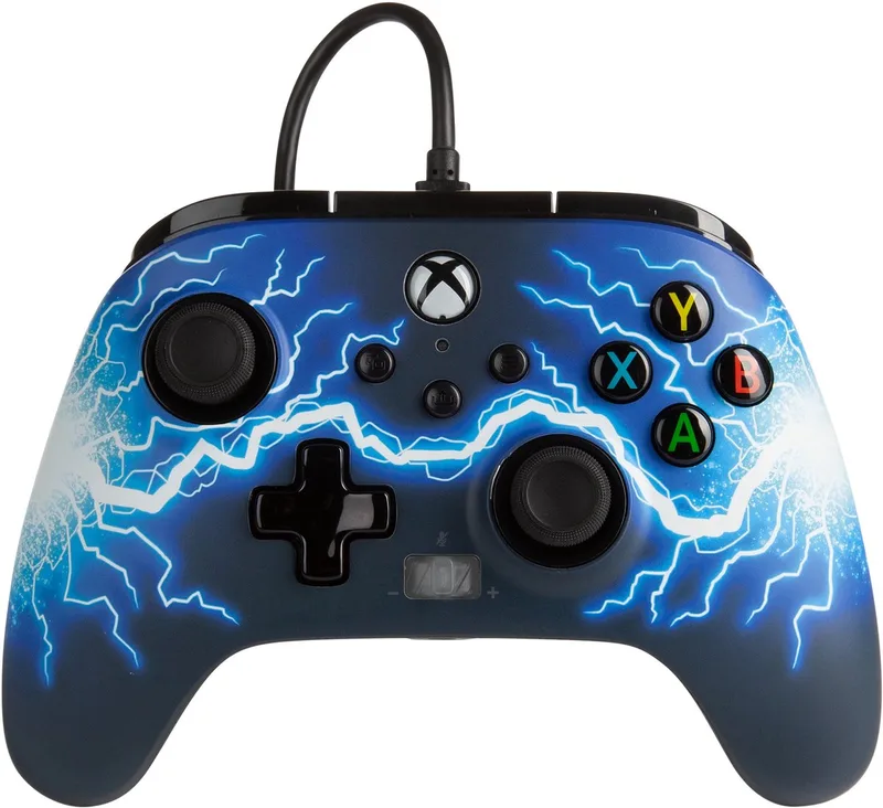 Geavanceerde Bedrade Controller - Xbox Series X + S & Xbox One - Arc Lightning de PowerA, Bleu, Noir – jaquette