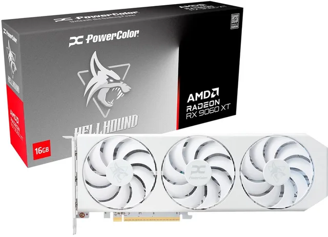 Hellhound Spectral White Radeon RX 9060 XT - 16 GB GDDR6 - PCI Express 5.0 x16 - 1x HDMI, 2x DisplayPort