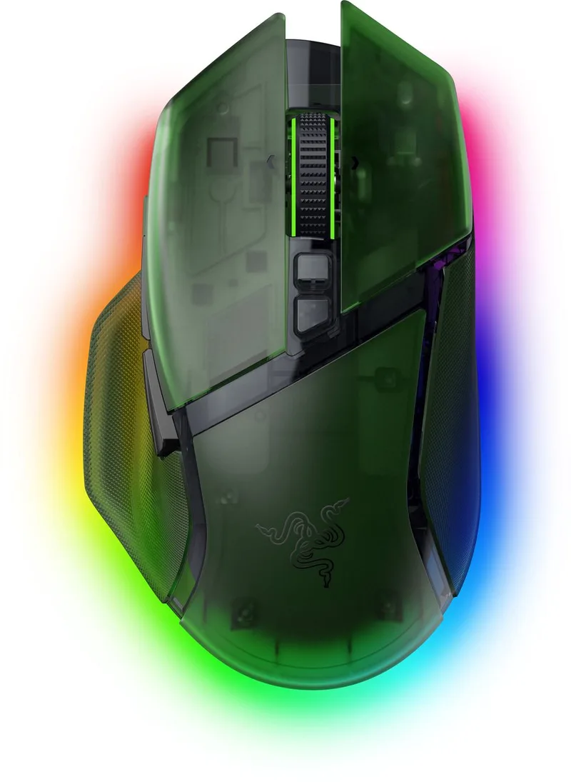 Basilisk V3 Pro 35K - Draadloze Ergonomische Gaming Muis - 35.000 DPI - Edition de Razer, Phantom Green – jaquette