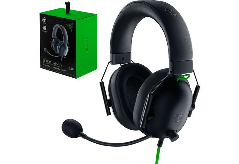 Blackshark V2 X Over-ear Gaming Headset Schwarz Grün Gaming-Headset (Headset mit Mikrofon, Atmungsaktive Ohrpolster) van Razer, Groen, Zwart – cover