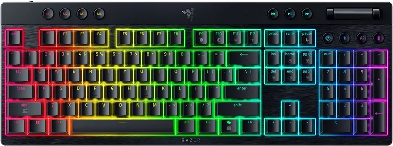 BlackWidow V4 - Draadloos Gaming Toetsenbord - Mechanische Yellow Switches - RGB - Qwerty van Razer, Zwart, US – cover
