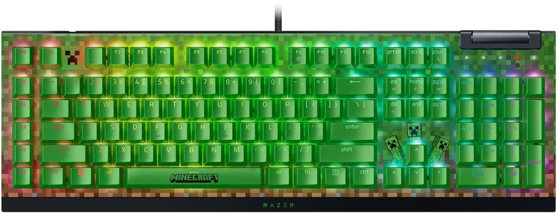 BlackWidow V4 X - Mechanisch Gaming Toetsenbord - Green Switch - RGB - Qwerty - Minecraft by Razer, Green, US – cover