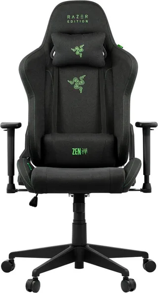 Gaming-Stuhl Tarok Essentials X Cloth by Zen, atmungsaktiver Stoffbezug, Lendenkissen und Kopfkissen, bis 130kg by Razer, Green, Black – cover 1 of 5