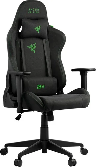 Gaming-Stuhl Tarok Essentials X Cloth by Zen, atmungsaktiver Stoffbezug, Lendenkissen und Kopfkissen, bis 130kg by Razer, Green, Black – cover 2 of 5