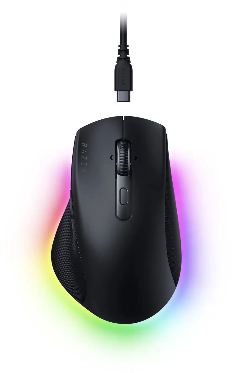 Pro Click V2 - Draadloze Gaming Muis - Ergonomisch - RGB - 30.000 DPI - Bluetooth - AI Toetsen de Razer, Noir – jaquette