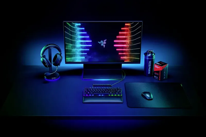 Strider - Large - Hybrid Mouse Mat with a soft base and smooth glide - Hybrid Soft / Hard Mat - Anti-slip Base - Rollable and Portable från Razer – omslag 2 av 2