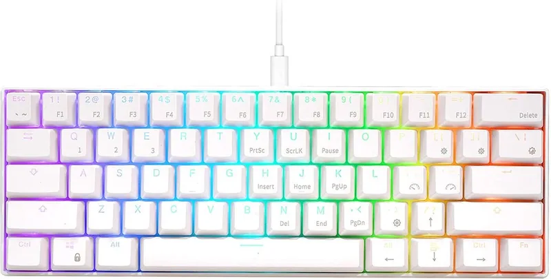 RK61 - Gaming Keyboard - Mechanisch Gaming Toetsenbord - RGB - Draadloos - Ergonomisch - Blue Switches van Royal Kludge, Wit – cover