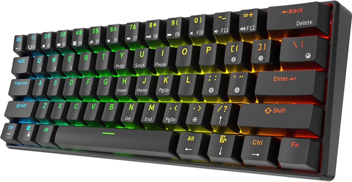 RK61 - Mechanisch Gaming Toetsenbord - Draadloos - Ergonomisch - RGB - Red Switch de Royal Kludge, Noir – jaquette