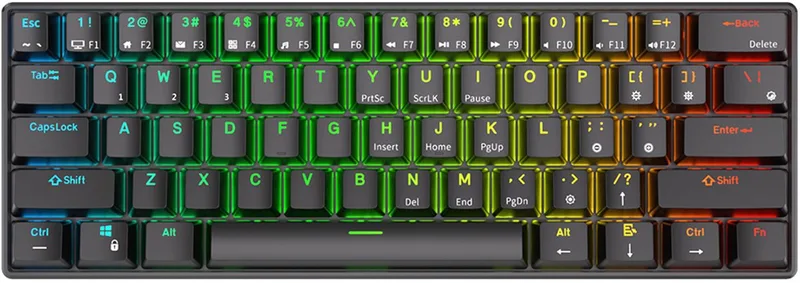 RK61 - Mechanisch Gaming Toetsenbord - Draadloos - RGB - Brown Switch van Royal Kludge, Zwart – cover