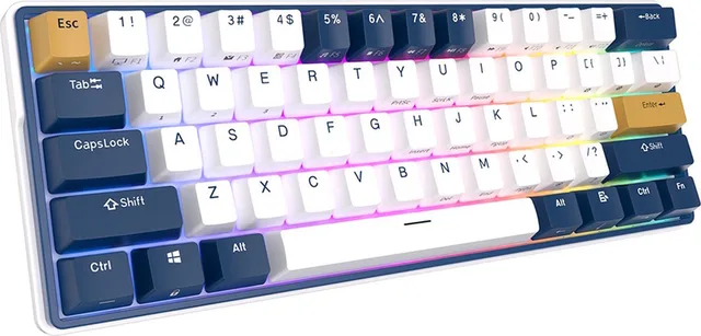 RK61 Plus - Draadloos Toetsenbord - Mechanisch Gaming Toetsenbord - 61 Keys - RGB Keyboard - Sky Cyan Switches - Klein Blue