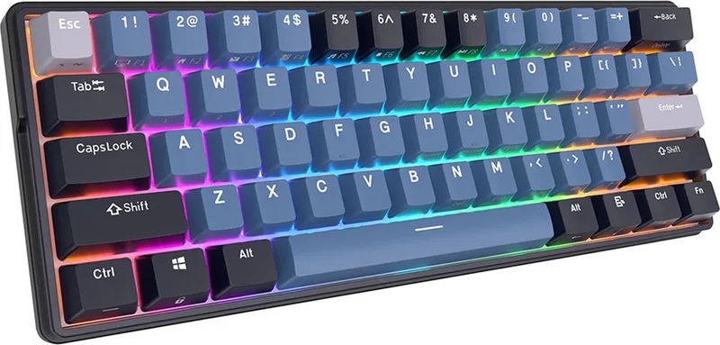 RK61 Plus - Draadloos Toetsenbord - Mechanisch Gaming Toetsenbord - 61 Keys - RGB Keyboard - Sky Cyan Switches - Indigo van Royal Kludge, Zwart – cover