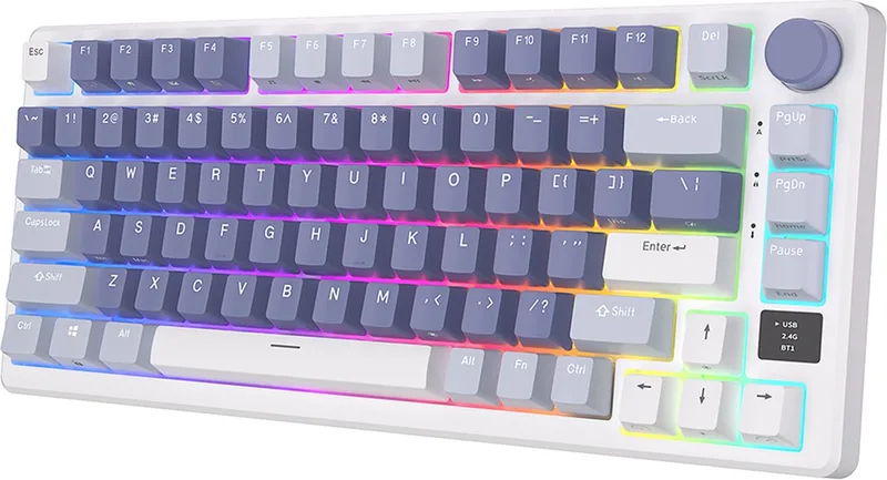 RKM75 - RGB Mechanisch Gaming Toetsenbord - Met Display - Foam Touch - Ocean Blue - Bluetooth - Hot Swappable Switch - Silver Switches - Inclusief Stofkap van Royal Kludge, Wit – cover