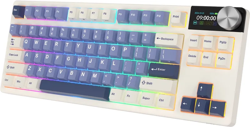 RKS85 - Draadloos Gaming Toetsenbord - Mechanisch - Keyboard - RGB - Met Display de Royal Kludge, Bleu – jaquette