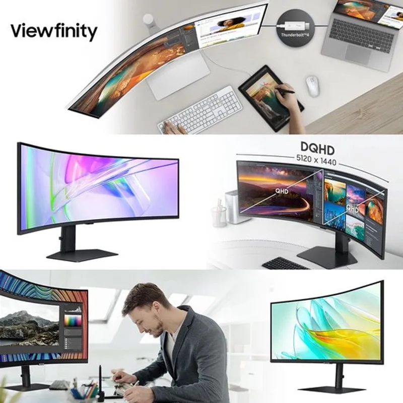 LS49C950UAU - Curved Ultrawide Monitor - USB-C 90w - RJ45 - 120hz - 49 inch van Samsung, Zwart – cover 1 van 2
