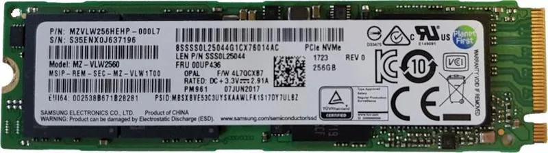 MZ-VLW2560 M.2 256GB PM961 256GB M.2 2280 PCI-e 3.0 x4 NVMe SSD (3D V-NAND, 2800/1100MBs) de Samsung – jaquette