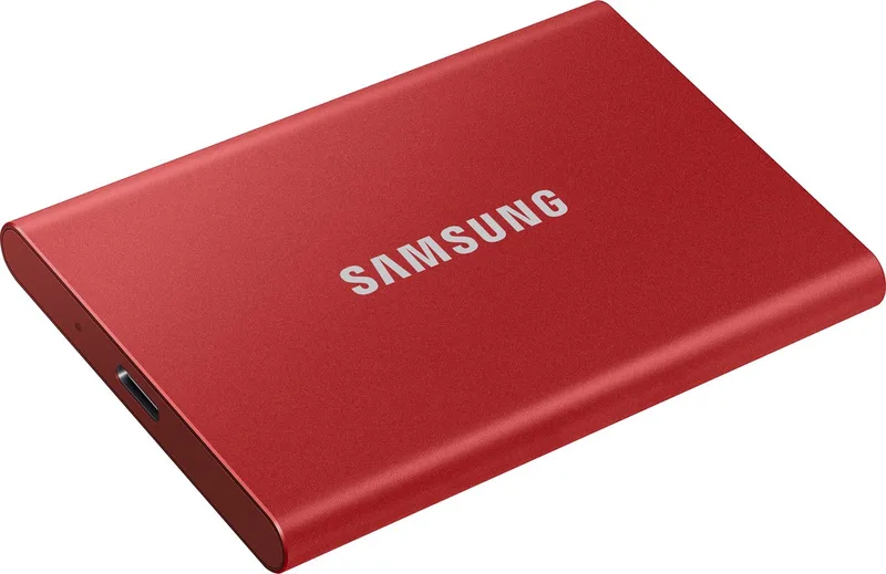 Portable T7 - Externe SSD - USB C 3.2 - Inclusief USB C en USB A kabel by Samsung, Red, 500 GB – cover