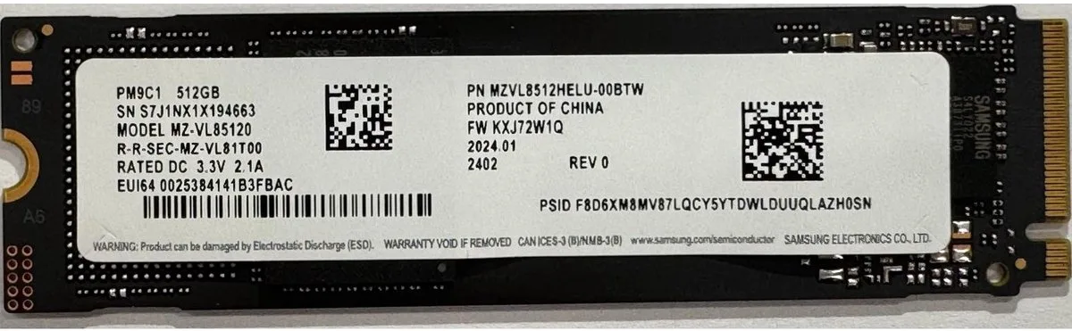 Samsung 512GB NVME SSD PCIe Gen4 - MZ-VL85120 - BULK fra Samsung – cover