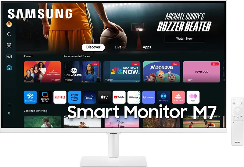 Smart LS32DM703UUXEN - 4K Smart Monitor - Apple AirPlay - Tizen - Wi-Fi - Bluetooth - 32 Inch by Samsung, White – cover