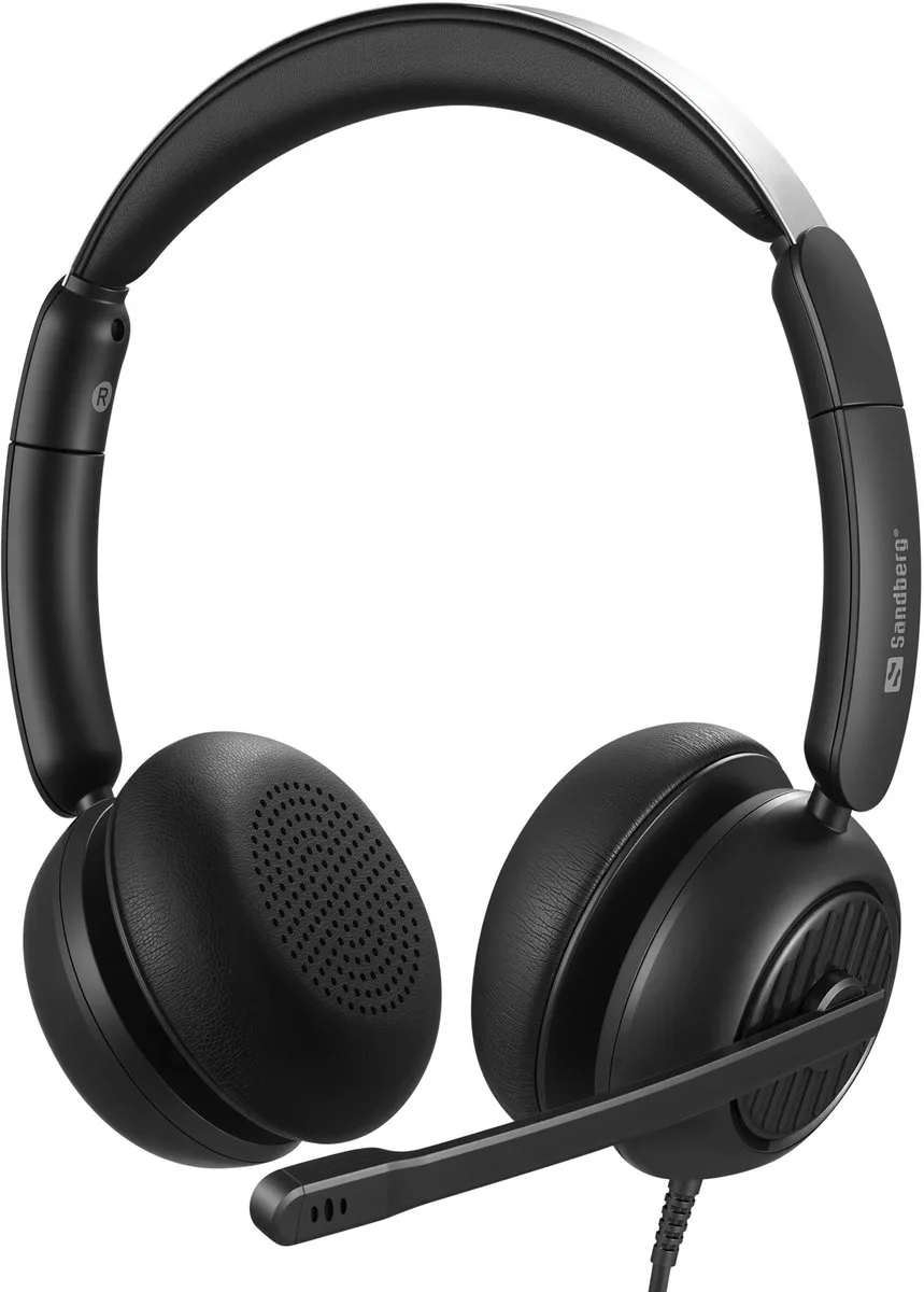 Sandberg 126-54 hoofdtelefoon/headset Bedraad Hoofdband Kantoor/callcenter USB Type-C / USB Type-A fra Sandberg, Sort – cover